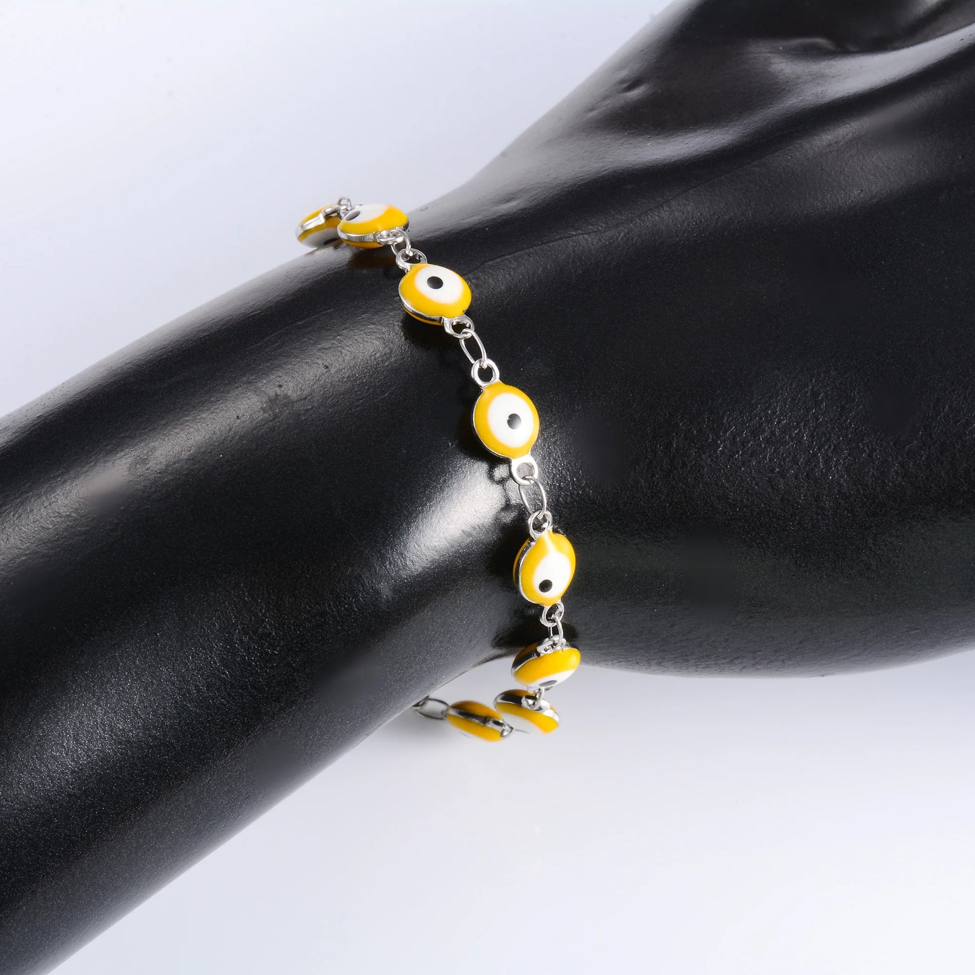 6mm Wide Egg Evil Turkey Eye Chain Stainless Steel Bracelet for Women Girl Ankle Anklet Summer Jewelry Accessories for Hand Foot