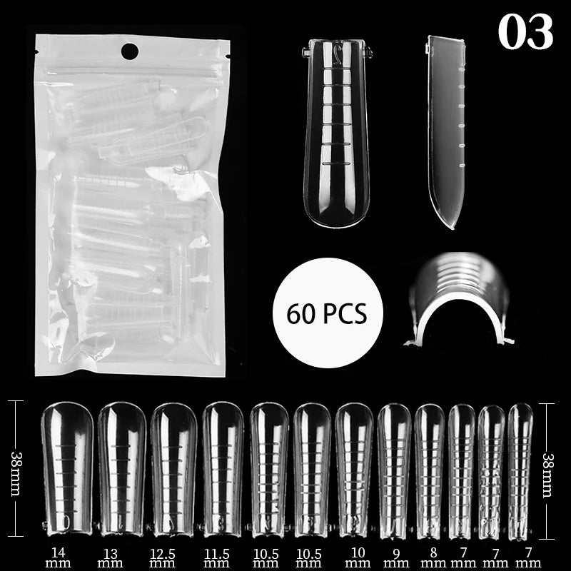 False Nail Tips Extension System Full Cover Sculpted Coffin False Fake Nail Tips DIY Practice Manicure Tools Quick Building Mold