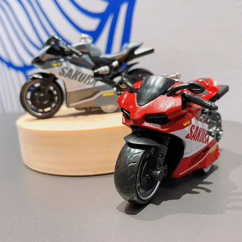 Cartoon Mini Motorcycle Keychain Exquisite Car Motorcycle Keychain Backpack Pendant Key Ring Accessories