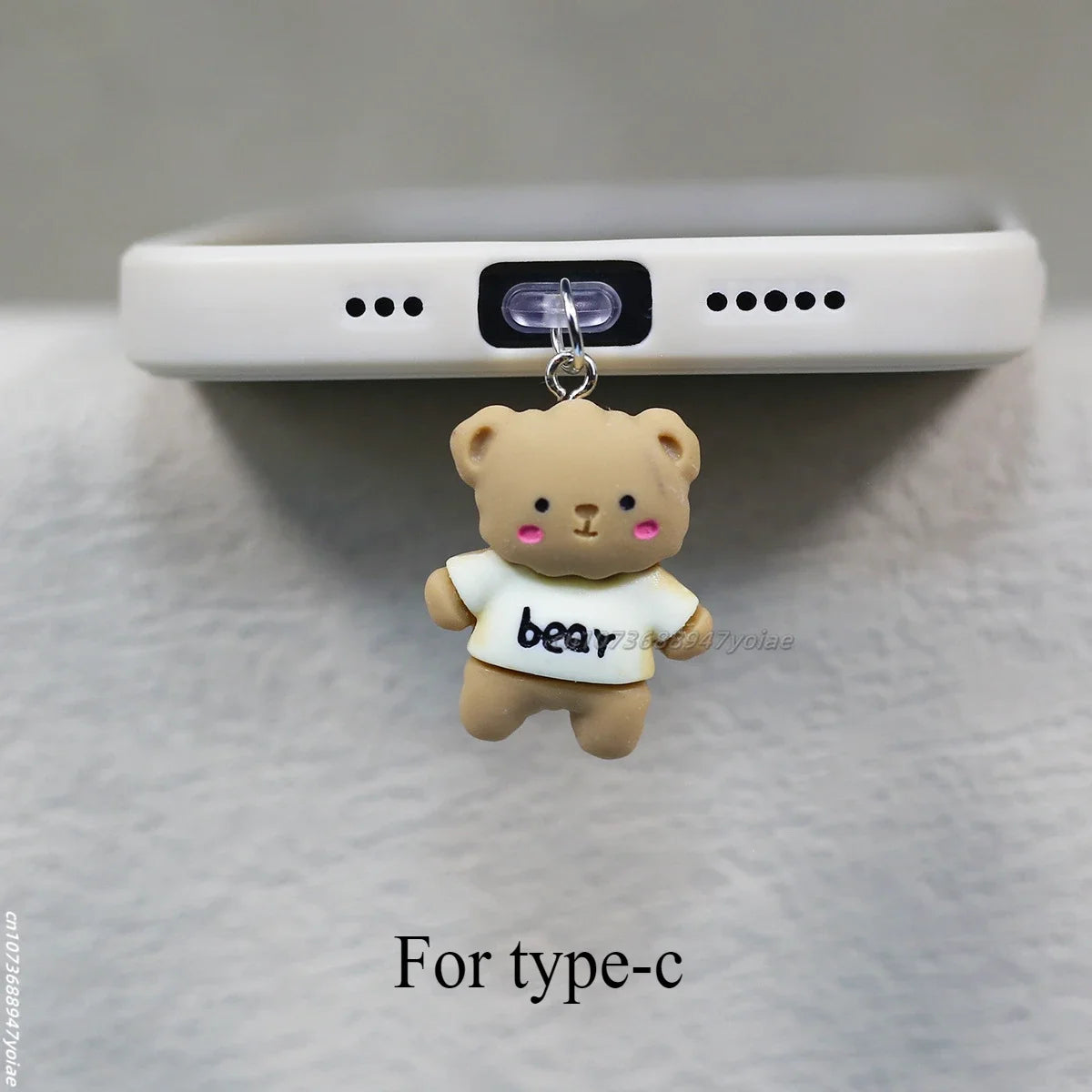 Love Frog Phone Dust Stopper Cute Bear Decorative Pendant DIY Pendant for iPhone/Xiaomi/Type-C Interface Phone Accessories