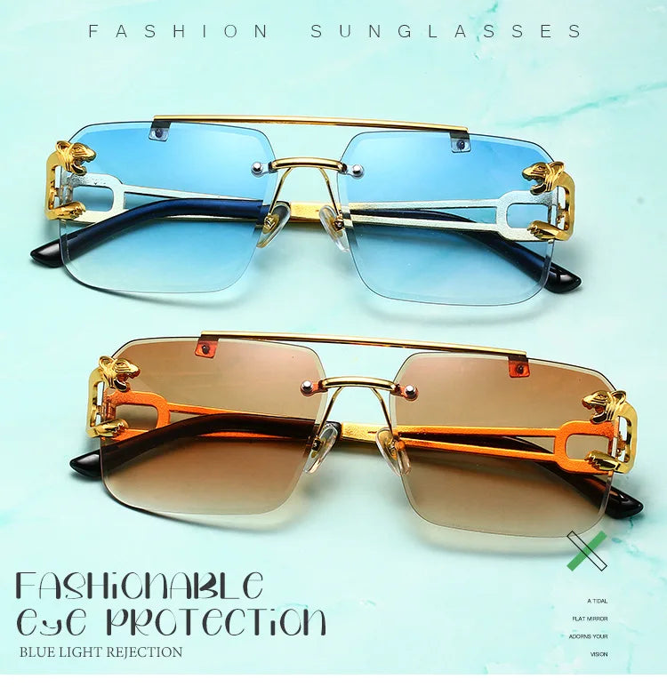 Vintage Rimless Sunglasses for Men Steampunk Sunglasses Retro Women Punk Fashion Glasses Retro Shades Gafas De Sol Sonnenbrill