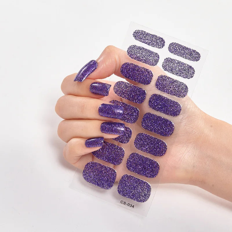 Baking Free Nail Stickers Wholesale Gradient glitter Nail Stickers Simple Waterproof Nail Sticker Full Color Solid Color Sticker