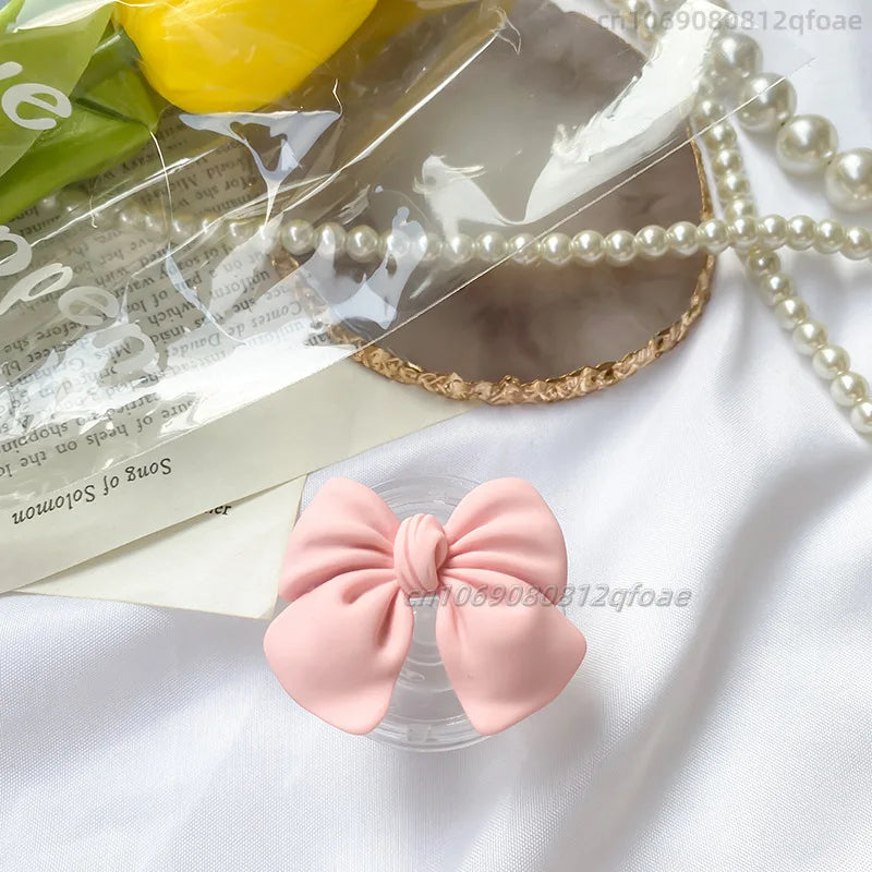 Cute Colorful Bowknot Phone Grip Expandable Desktop Stand Macaron Resin Butterfly Knot Foldable Holder Mobile Accessory