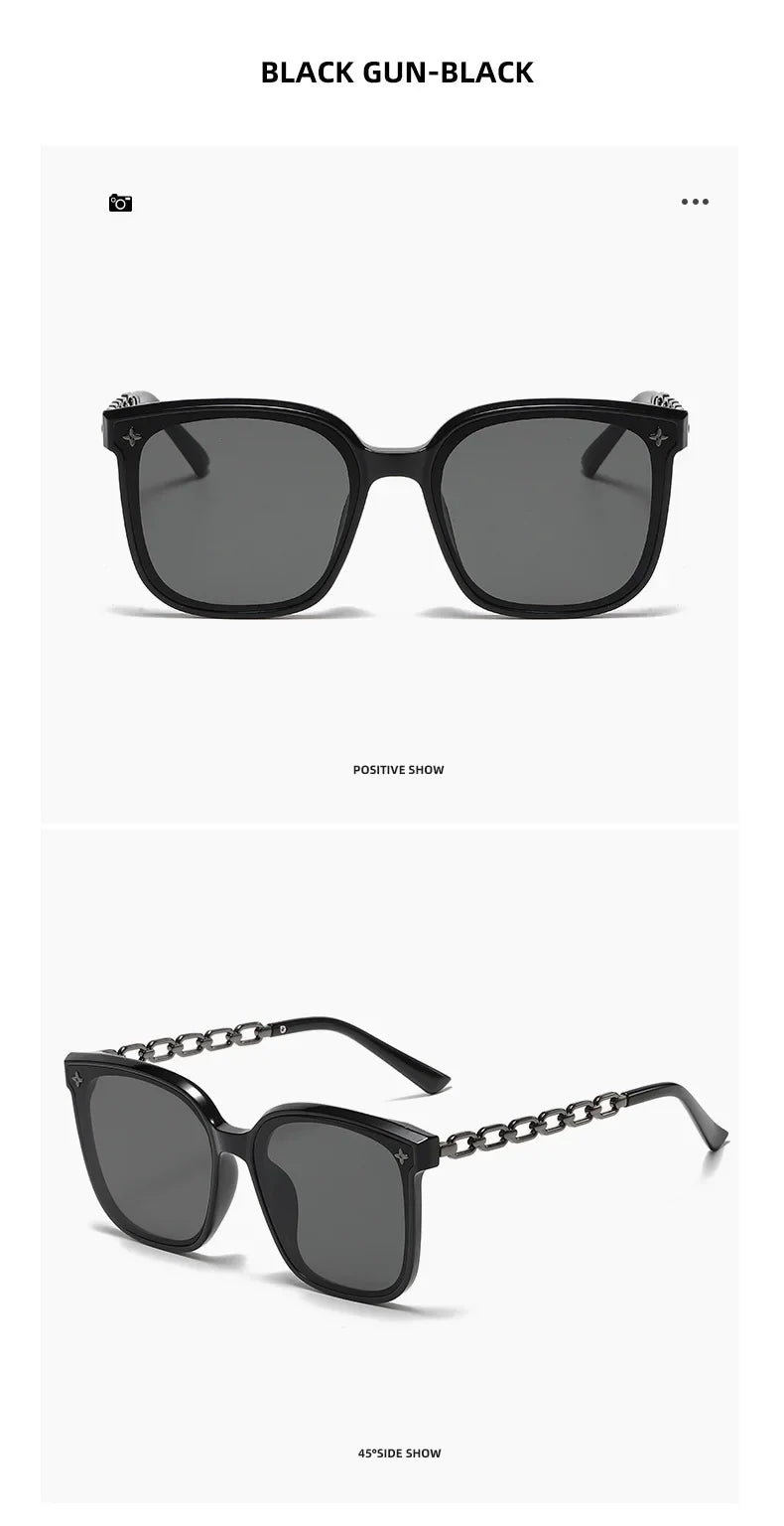Square Sunglasses for Woman 2023 Vintage Big Frame Black Mirror Sun Glasses Shading Polarizer Sexy Female Travel Eyewear Uv400