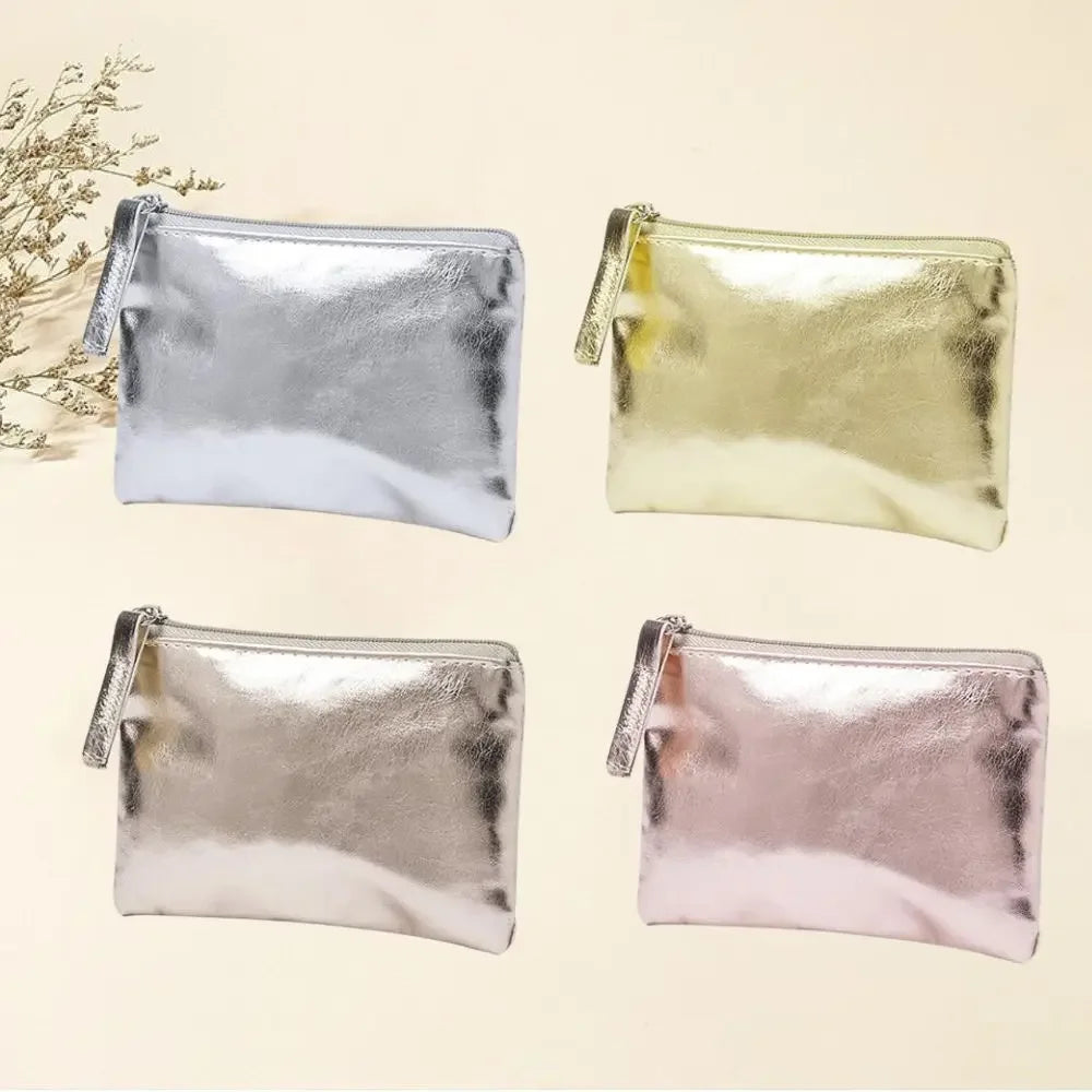 Cosmetic Bag Bright PU Coin Purse Retro Wallet Korean Style Small Item Bag Solid Color Coin Purse Zipper Coin Purse Outdoor