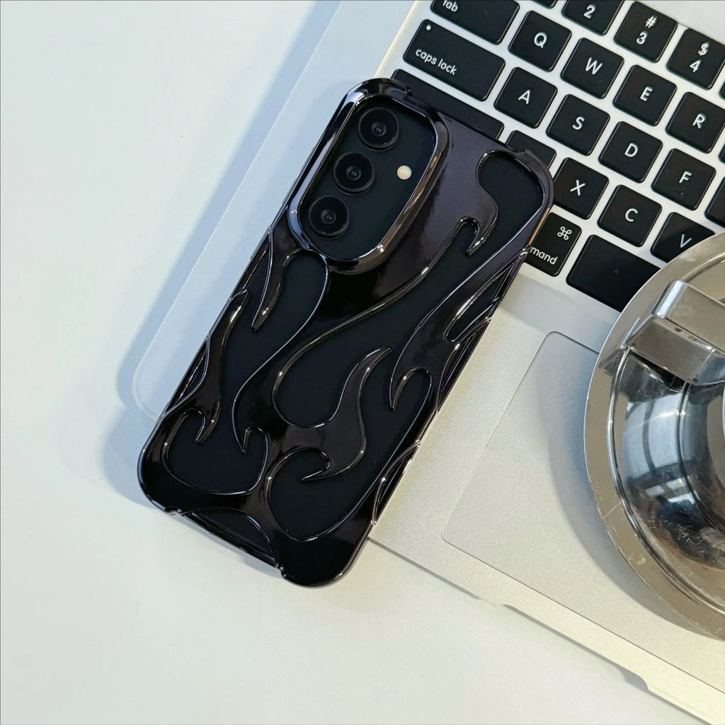 Fashion Hollow Slim Flame Pattern Soft Case For Samsung Galaxy S25 S24 Ultra S22 S23 A54 A55 A16 A15 A14 A06 Shockproof 3D Cover