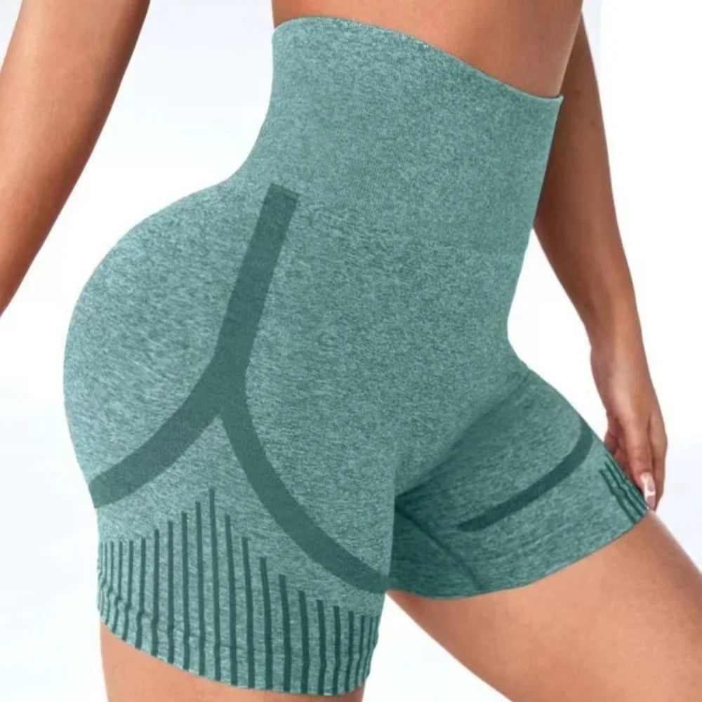 New Women Seamless Sports Yoga Shorts High Waist Lift Butt Running Gym Leggings Elastic Scrunch Sportswear