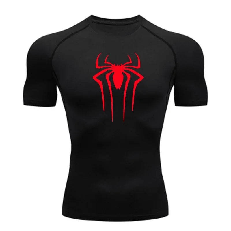 New Compression Shirt Men's Spider Print Fitness Gym Sport Running T-Shirt Rashgard Tops Quick Dry Short Sleeve T-Shirt For Men
