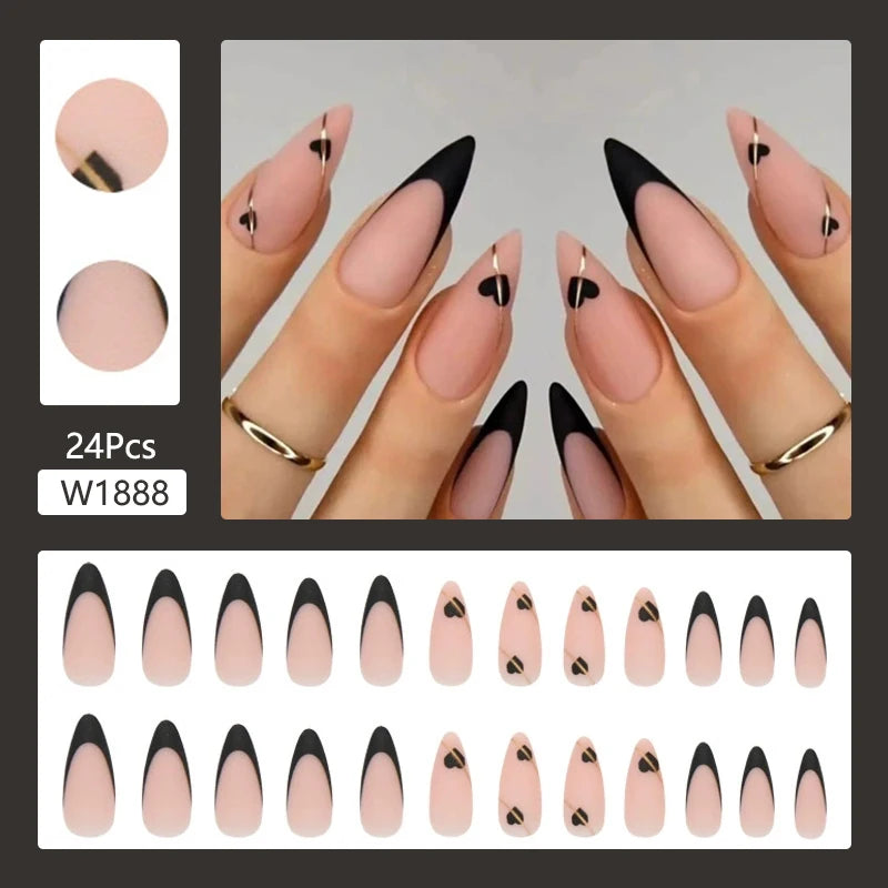 24Pcs/Set Cute and Playful Wearing False Nails French Design Fresh Press on Nail Art Removable Fake Nails