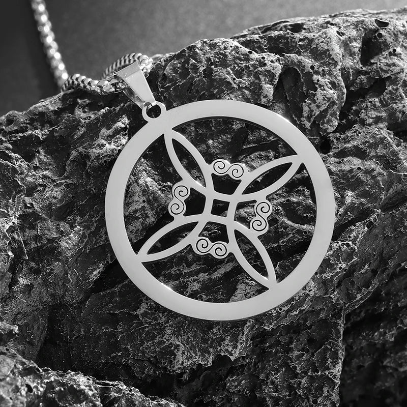 Stainless Steel Witch Knot Necklace for Men and Women, Fashionable Irish Celtic Knot, Lucky Jewelry Gift for Girls