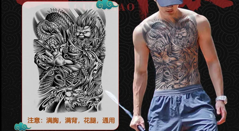 Angel Wings God Tattoo Stickers Realistic Juice Ink Semi Permanent Full Back Body Tattoo Temporary Lasting 2 Weeks Men Adult