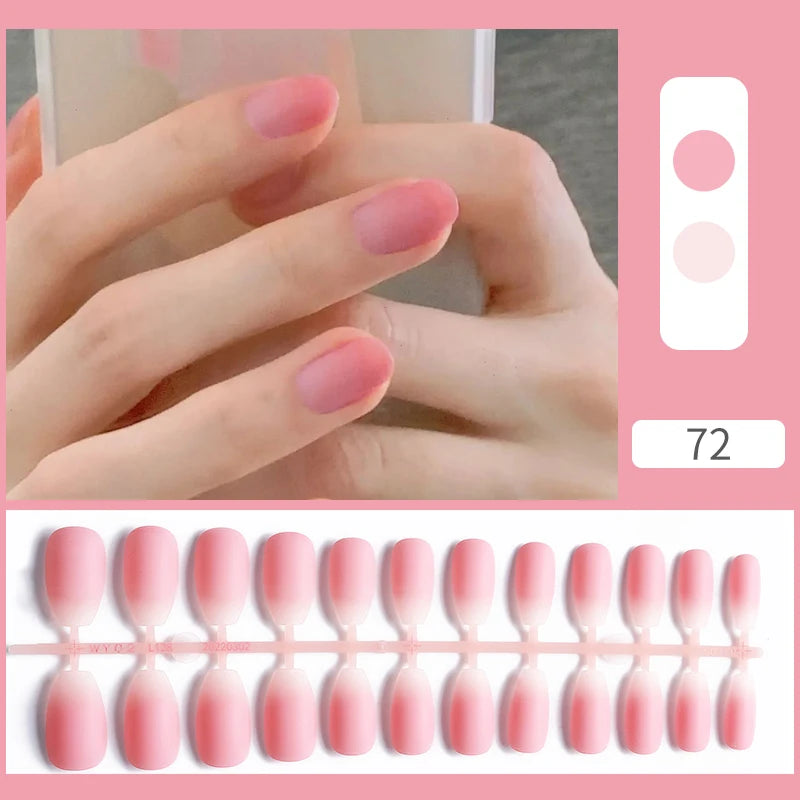 24Pcs/Set White French Press on Fake Nails Full Cover Artificial Wearable Nail Beauty Tips Naked French White False Nails Art