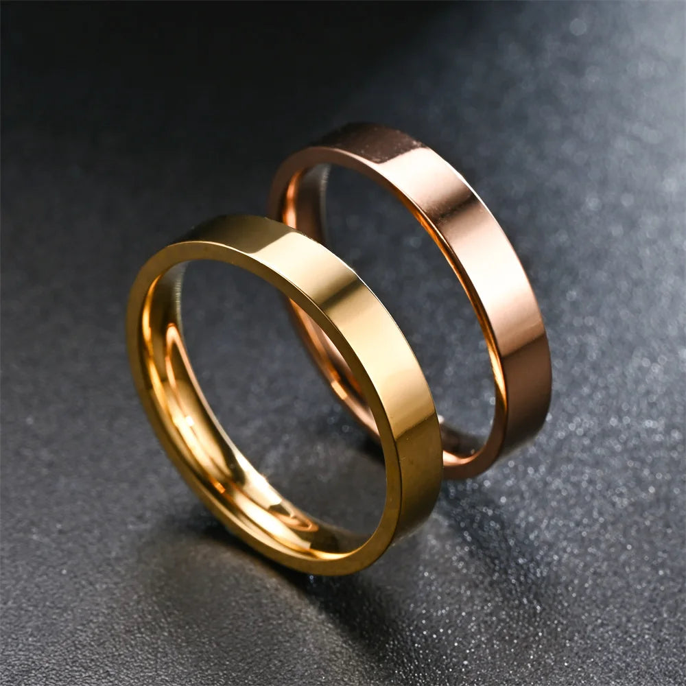 4mm Simplicity Flat Stainless Steel Rings Japanese Korean Fashion Glossy Titanium Steel Finger Rings Youth Boy Girl Jewelry Gift