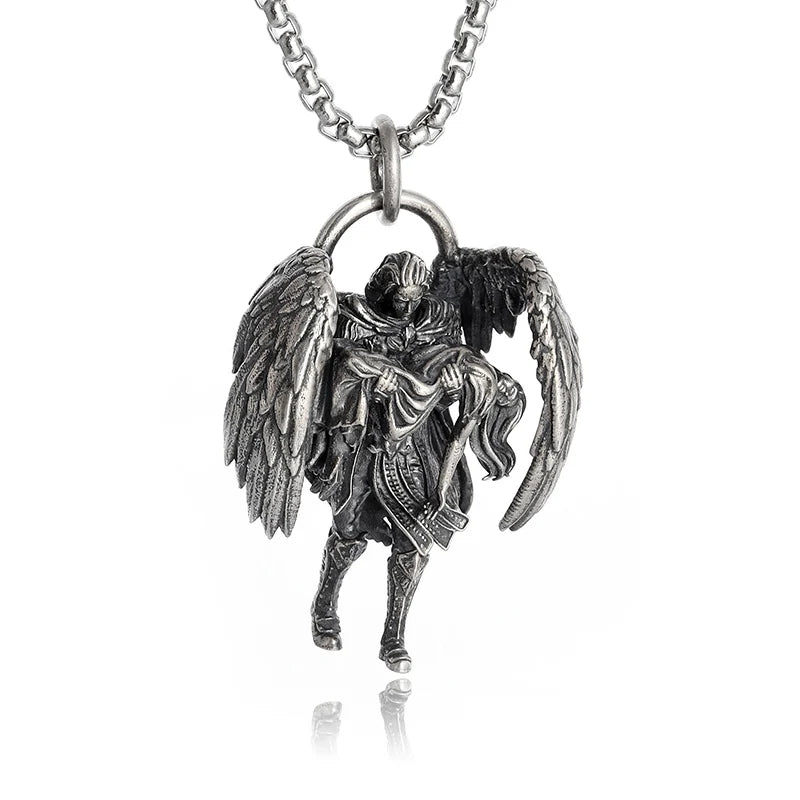 Silver-Plated Anime Mecha Beautiful Girl Girl Pendant Necklace Men and Women Hip-Hop Rock Punk Trendy Jewelry Gift