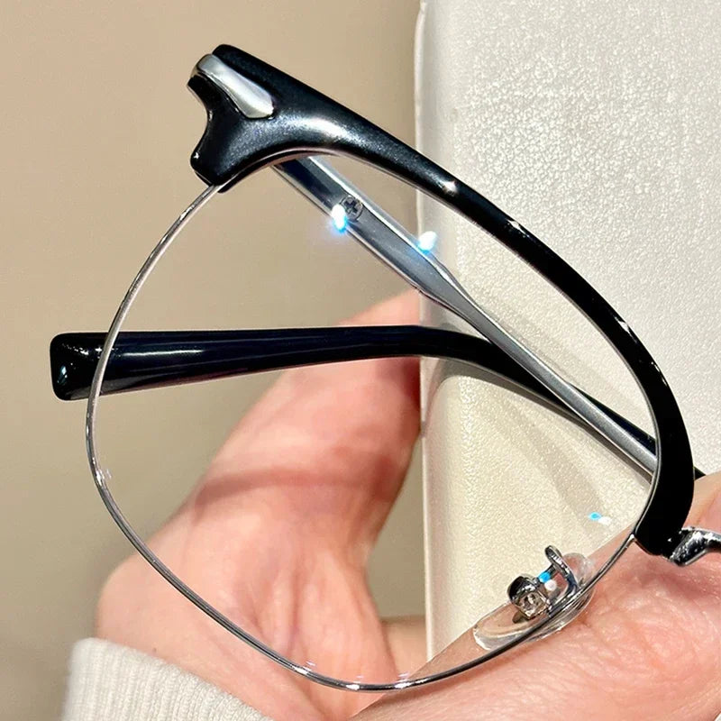 Fashion Classic Half Frame Anti Blue Light Glasses for Men Retro Square Photochromic Eyeglasses Frames Women Computer Goggles