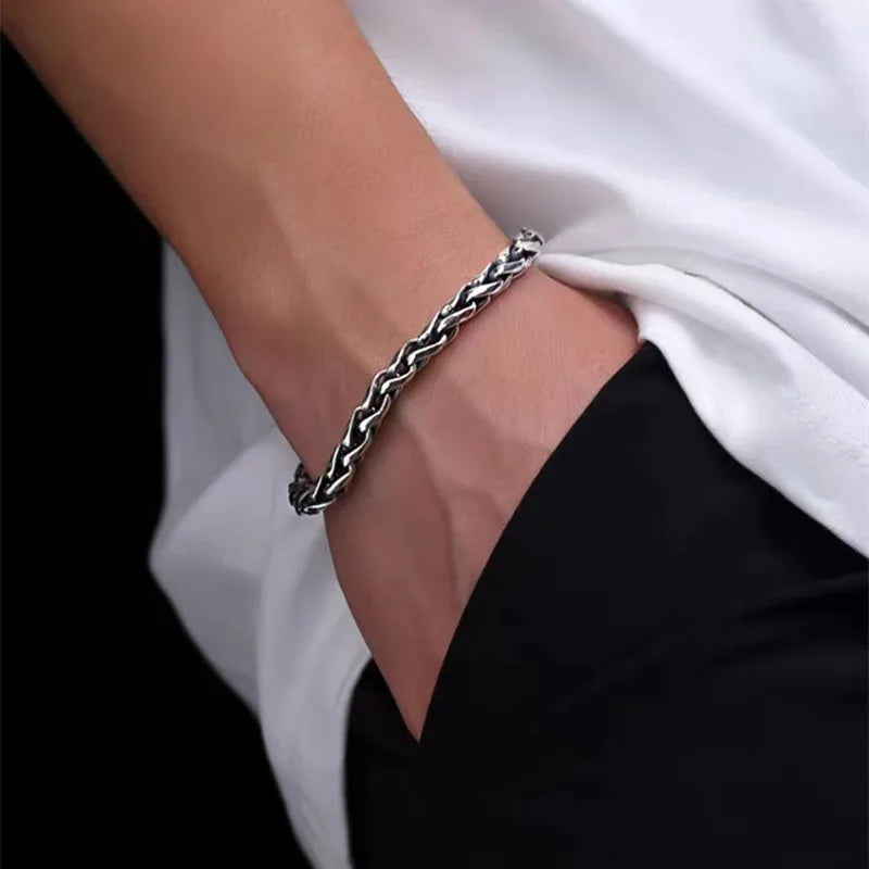 Classic Fashion Keel Bracelet Fish Hook Clasp Mens High Quality Silver Plated Bracelet Maletrend Party Jewelry
