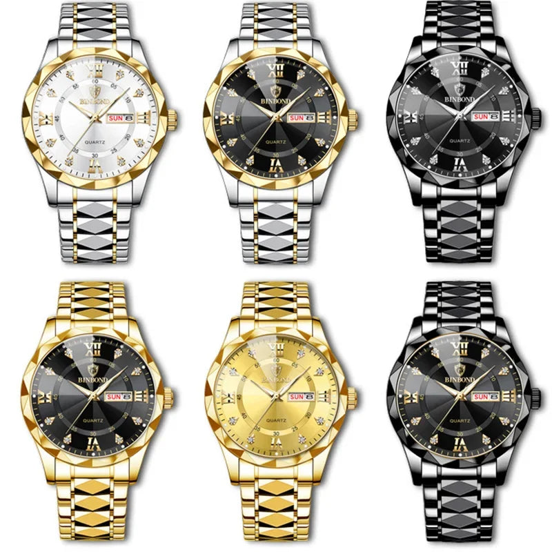 BINBOND B2521 Fashion Casual Business Quartz Men Watches 30M Waterproof Week Date Clock Sport Mens Wristwatch Relogio Masculino