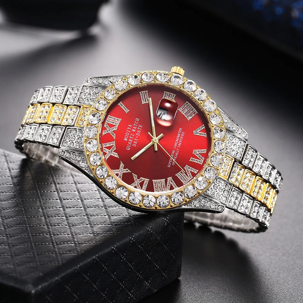 Hip Hop Diamond Bling Watch Men Gold Color Men’s Quartz Watches Luxury Male Clock Relogio Masculino Dropshipping Gifts