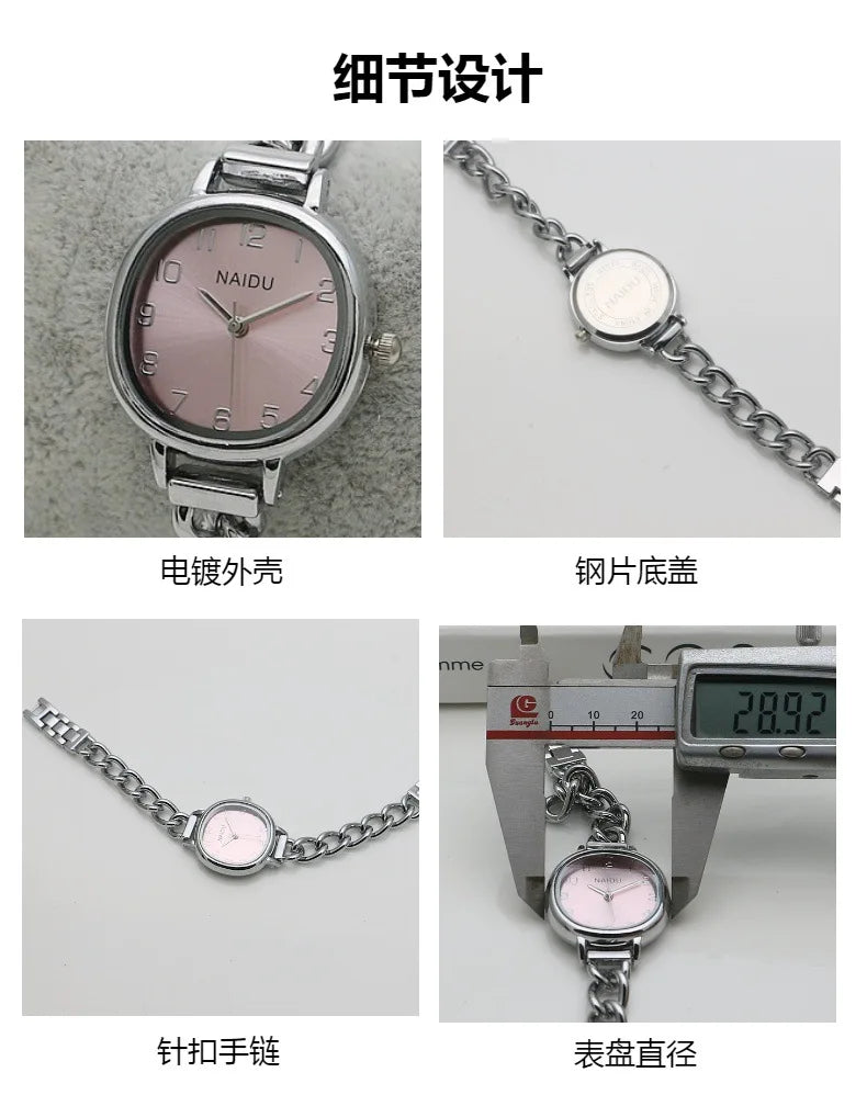 Brand Oval Dial Quartz Watch Korean Version Simple and Fashion Women's Bracelet Wristwatch Luxury Gift Small Green Watches