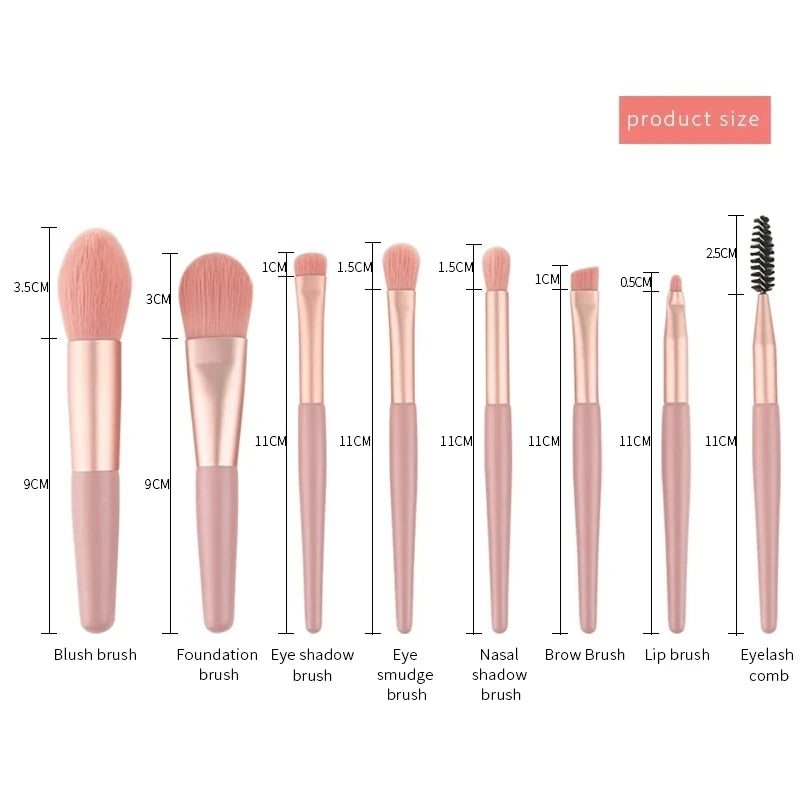 New 8Pcs Makeup Brush Set Makeup Concealer Brush Blush Loose Powder Brush Eye Shadow Highlighter Foundation Brush Beauty Tools