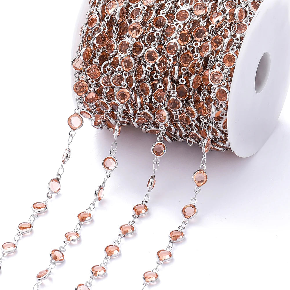 1Meter Colorful Glass Crystal Beads Chain Copper Chains For Necklace Bracelet Jewelry Making DIY Components Accessories