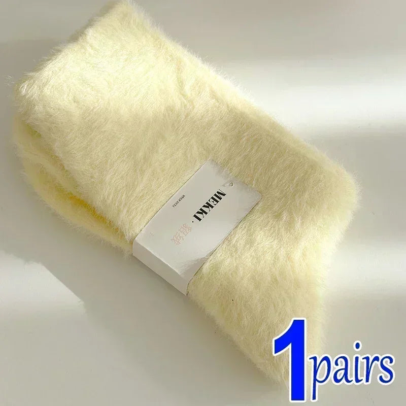 1/3/4pairs Super Soft Socks for Women Ins Solid Winter Warm Thicken Coral Plush Sock Thermal Snow Home Sleep Floor Kawaii