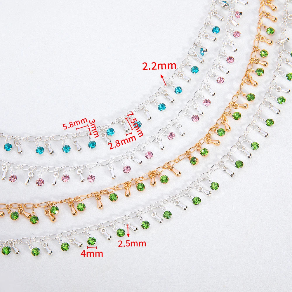 100CM 50CM Red Crystal Bead Charms Butterfly Pendants Gunblack Copper Chains For Jewelry Making DIY Necklaces Bracelets Chains