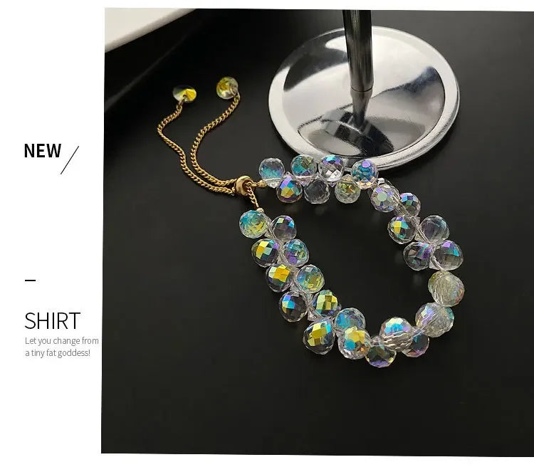 2025 New Artificial Austria Crystal Bracelet Fashion Shiny Stone Beads Elasticity Rope Strand Bracelets for Women Jewelry Gifts
