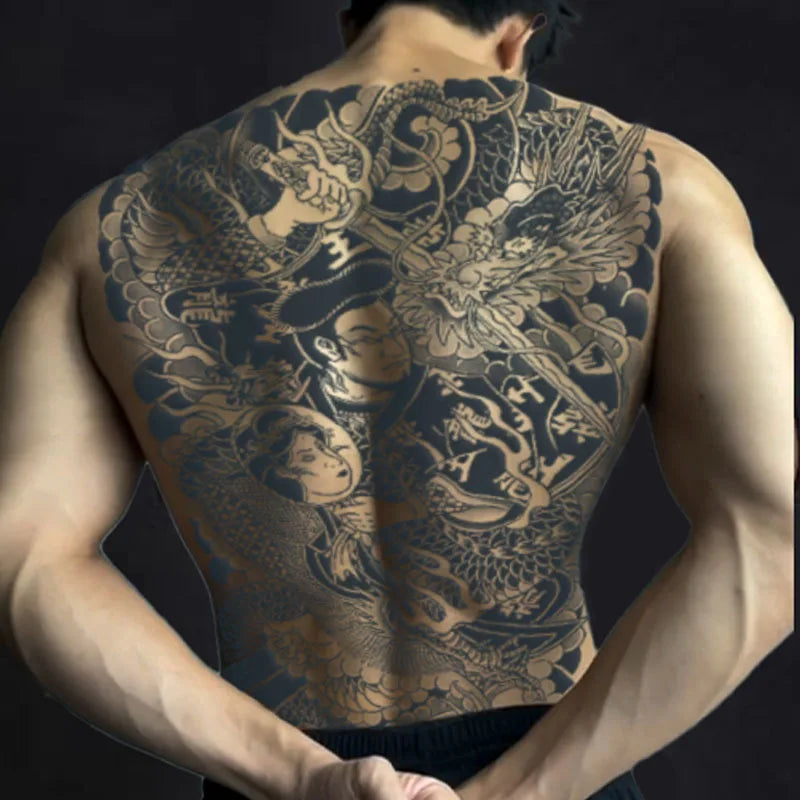 Angel Wings God Tattoo Stickers Realistic Juice Ink Semi Permanent Full Back Body Tattoo Temporary Lasting 2 Weeks Men Adult