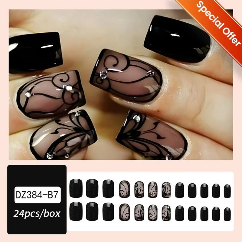 24Pcs/Set White French Press on Fake Nails Full Cover Artificial Wearable Nail Beauty Tips Naked French White False Nails Art