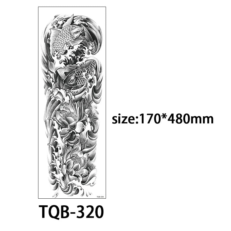 Waterproof Temporary Tattoo Sticker Large Size Tattoo for Men Sleeve Clock Fake Tattoo for Women Girl Full Arm Tattoo Fake