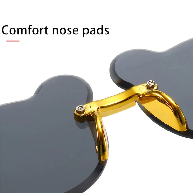 Fashionable New Outdoor Travel Skiing Sunglasses Cartoon Bear Sunglassess for Boy Girl Children Rimless Casual Sunglasses UV400