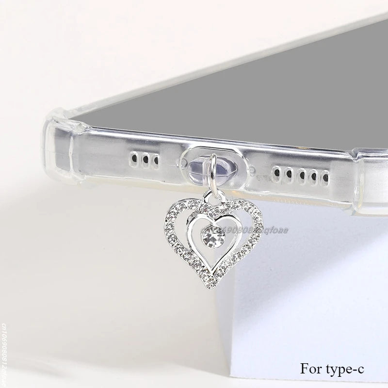 Mobile Phone Dust Plug Pendant New Butterfly With Artificial Pearls And Diamonds Accessory Decoration For iPhone Type-c Port