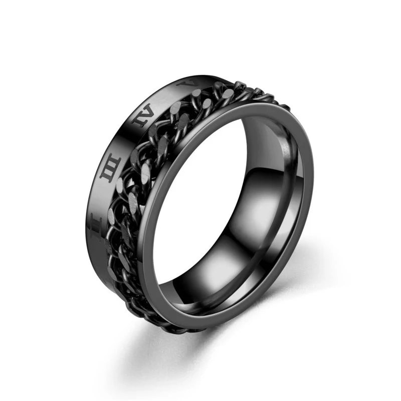 Titanium Steel Rotatable Chain Rings for Men Women Spinner Ring Anti Stress Multifunctional Rings Bottle Opener Ring Club Gift