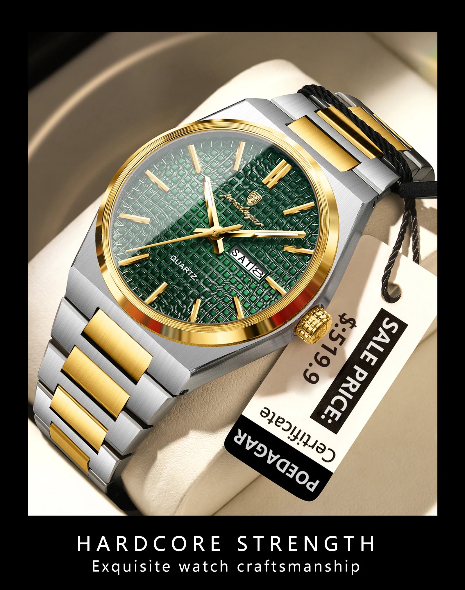 POEDAGAR Luxury Men Watch Date Week Waterproof Luminous Stainless Steel Watch For Man Casual Quartz Men's Watches Male Sport+Box