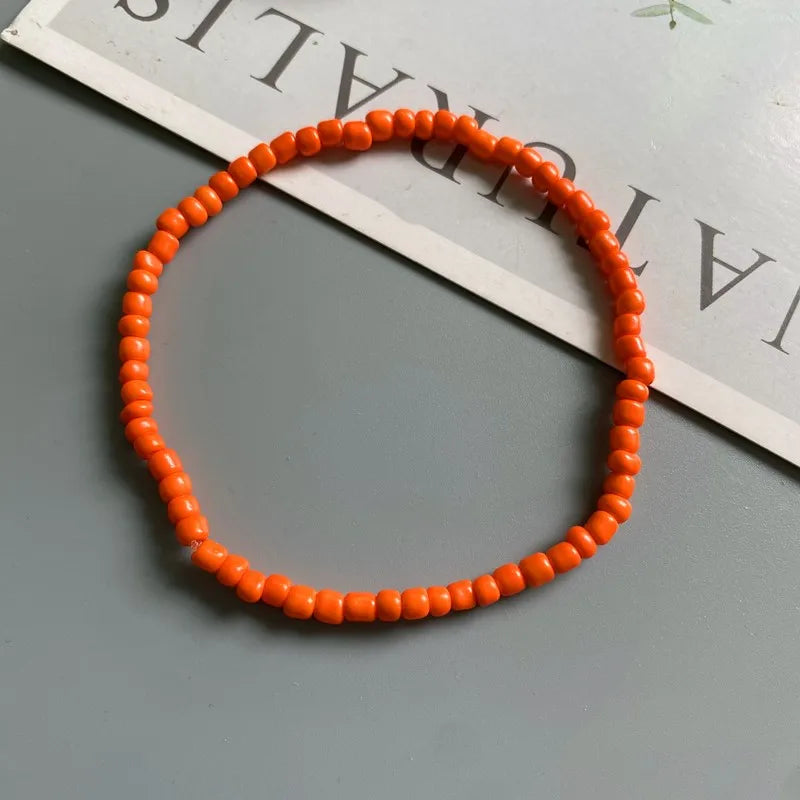 White Anklet for Women Colorful Fashion Girl Tiny Seed Beads Foot Bracelet Yellow Bohemian Anklet Gift Jewelry