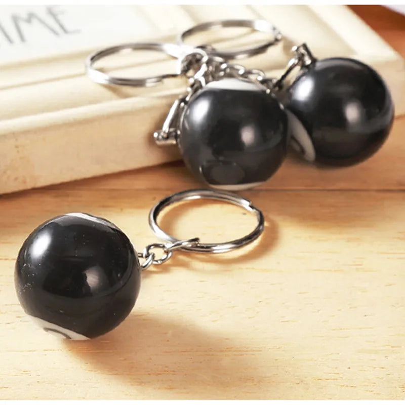 Black No 8 Billiard Keychain Mini Ball Pendant Key Ring Resin Keyring Bar Table Car Decoration Jewelry Game Souvenir Gifts