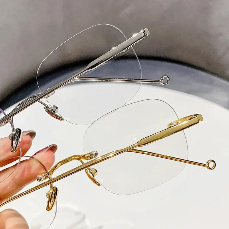 Unisex Fashion  Anti Blue Light Glasses Clear Glasses Computer Glasses YIBO Style Rimless Eyeglasses Plain Eyewear Face Decor