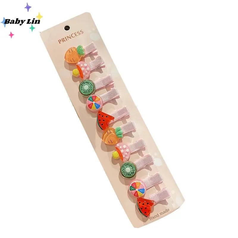 10 PCS Children Hairpin Fruit Hair Clips Baby Side Bangs Clip for Kawaii Girls Headdress Hair Accessories Baby Bows 2023 New