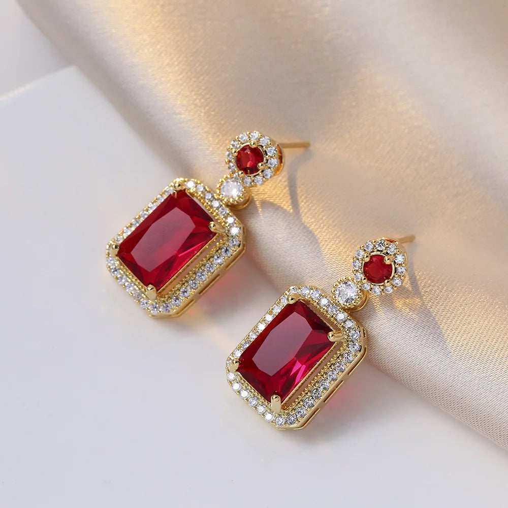 Exquisite Fashion Emerald Perfume Bottle Necklace Earrings Ring 3 Piece Set Classic Banquet Wedding Jewelry Set Birthday Gift
