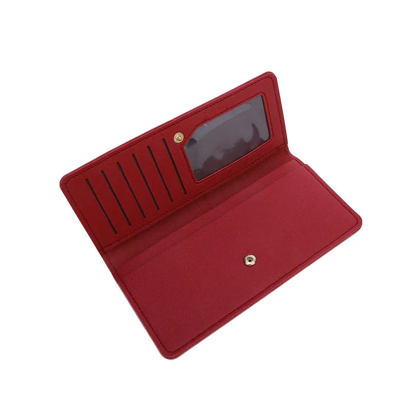 PU Leather Long Women Thin Wallets Large Capacity Female Coin Purses Hasp Clutch ID Credit Multi-Card Holder Money Bag Clip
