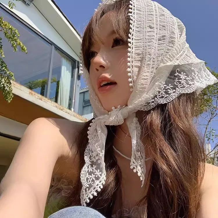 Lace Triangular Hair Scarf Headband Square Headscarf Hairband Turban Bandage Bandana Headband Women Headwarp Hair Accessories