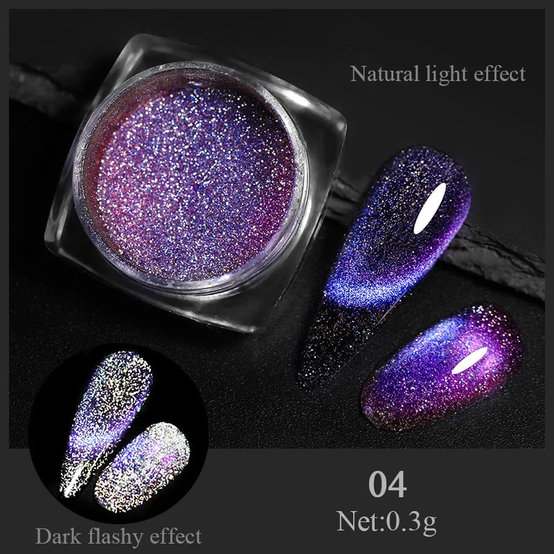1 Box Red Cat Magnetic Powder Water Light Pink Cat Magnetic Effect Nail Chrome Pigment Dust Manicure New Year Nail Art Supplies