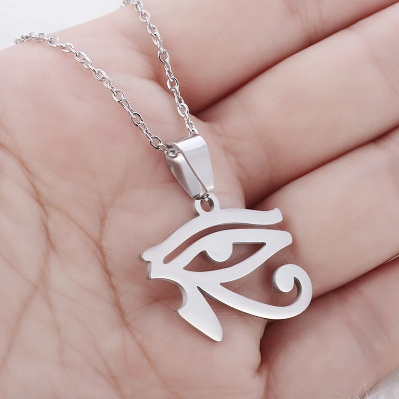 Shining Iced Out Ancient Egyptian God Eye of Horus Cross Pendant Necklace for Men and Women Hip Hop Trendy Amulet Jewelry Gift