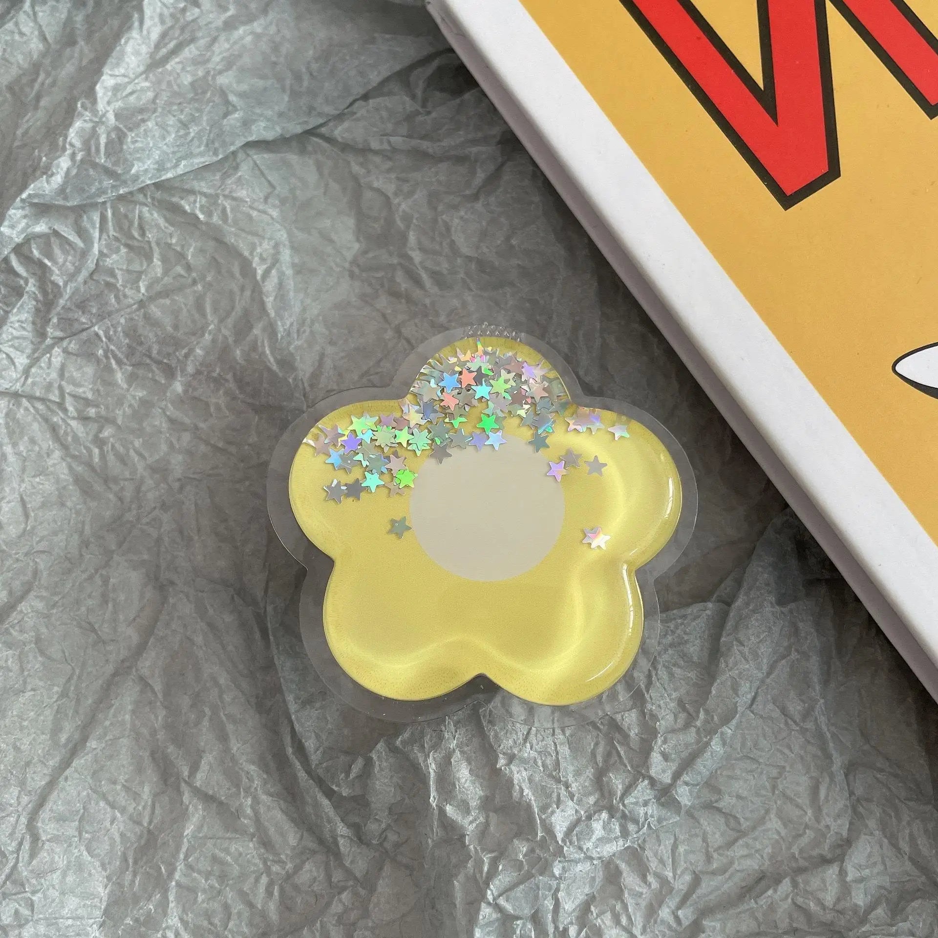 Cartoon Glitter Flowers Liquid Quicksand Phone Grip Stand Holder For iPhone Samsung Huawei Xiaomi Universal Finger Ring Bracket