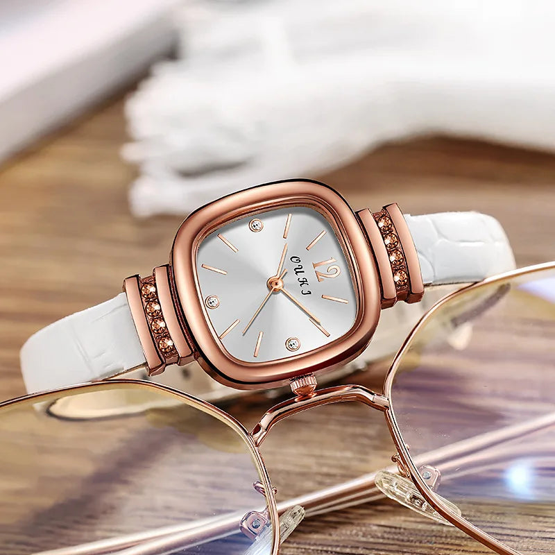 Small Square Watch with Rhinestones for Women Simple Casual Fashion Small Green Quartz Watch Ladies Wrist Watches Reloj Mujer