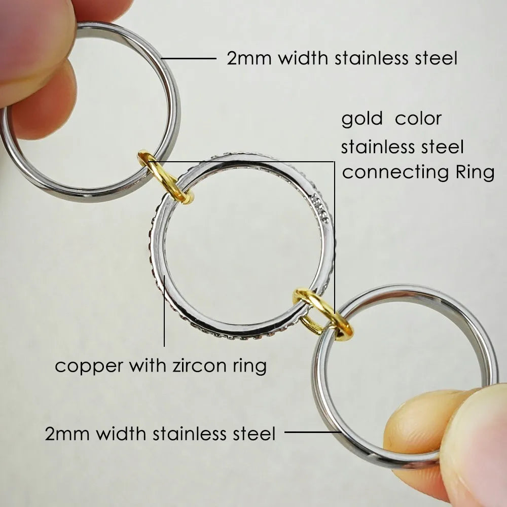 Ring Stack Set For Women Men INS Fashion Stainless Steel Silver Color Cubic Zirconia Spinelli Ring Finger Jewelry Trends 2025