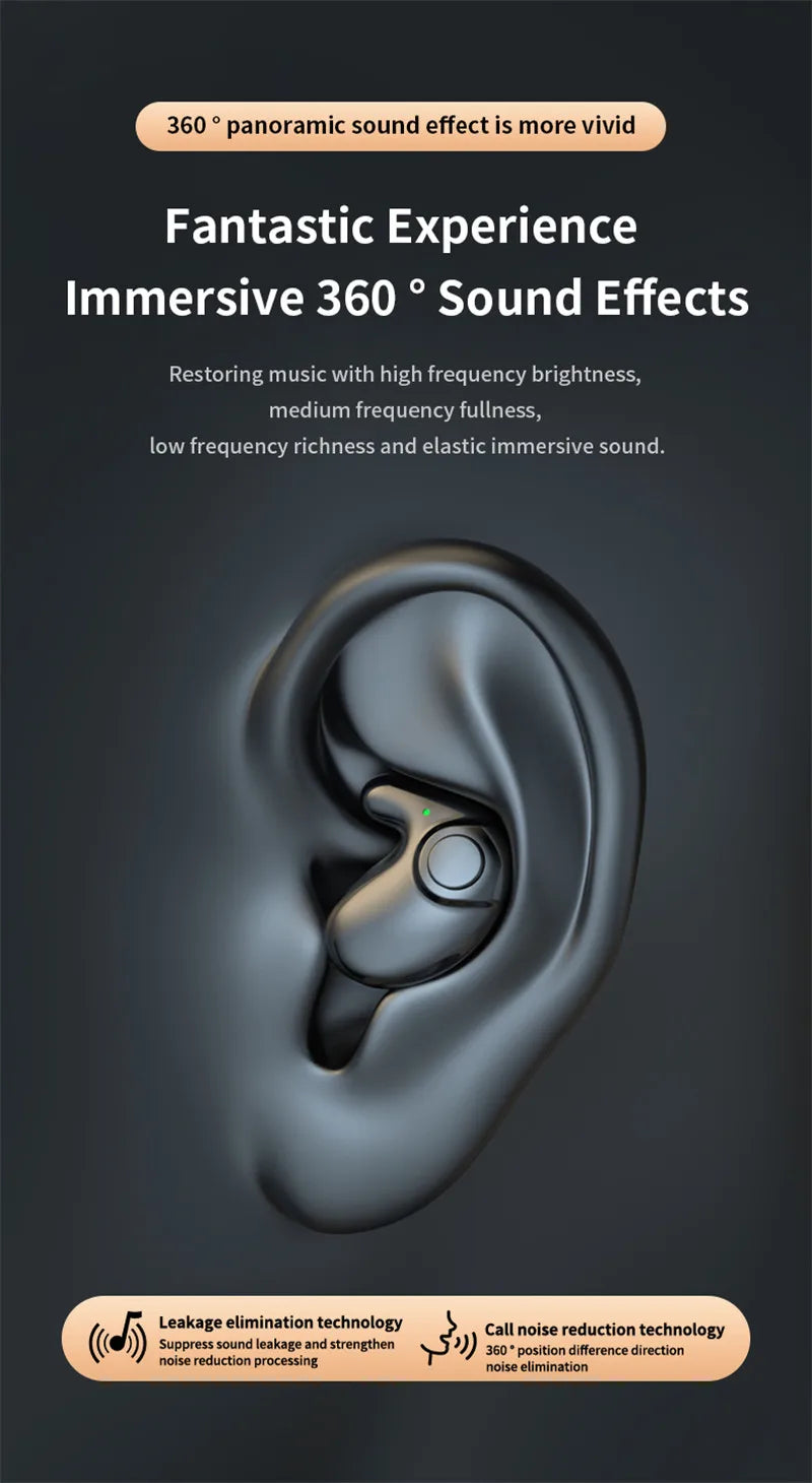 Invisible Bluetooth 5.3 Headphones Wireless Sleep Earphones HiFi Stero Noise Reduction Earbuds Sports Headsets for Xiaomi iPhone