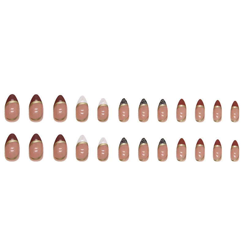 Leopard Print 24 Pcs Press on Nails Pink Gradient Fake Nails Glossy Artificial Finger Manicure Reusable False Nails for Women