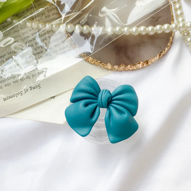 Cute Colorful Bowknot Phone Grip Expandable Desktop Stand Macaron Resin Butterfly Knot Foldable Holder Mobile Accessory